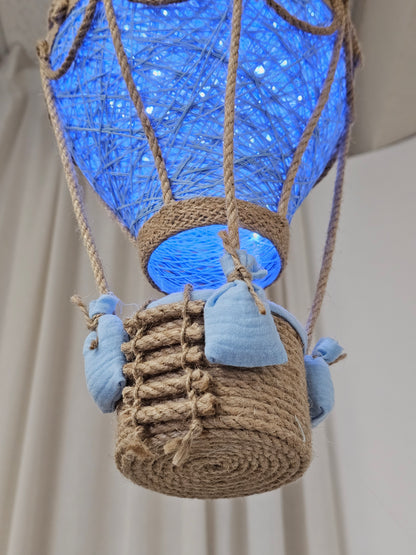 Blue lamp with jute rope - balloon