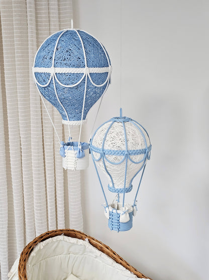 A set of blue and white lamps - balloons in two sizes