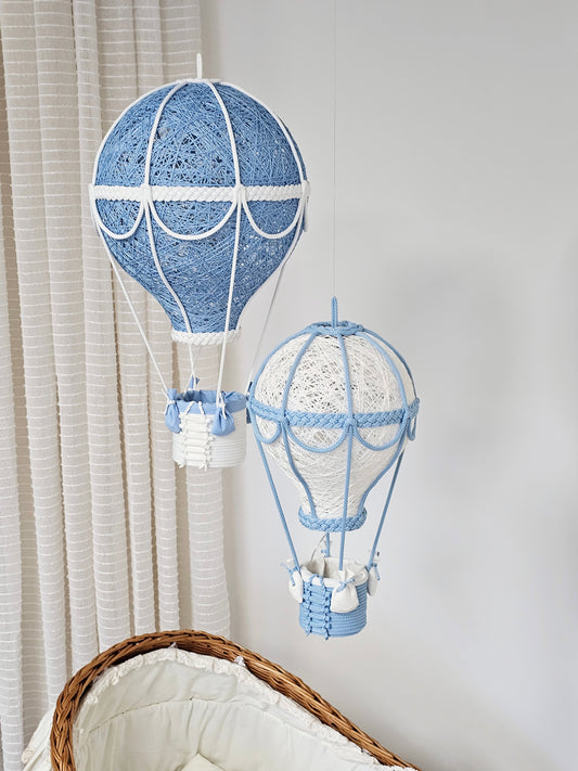 A set of blue and white lamps - balloons in two sizes