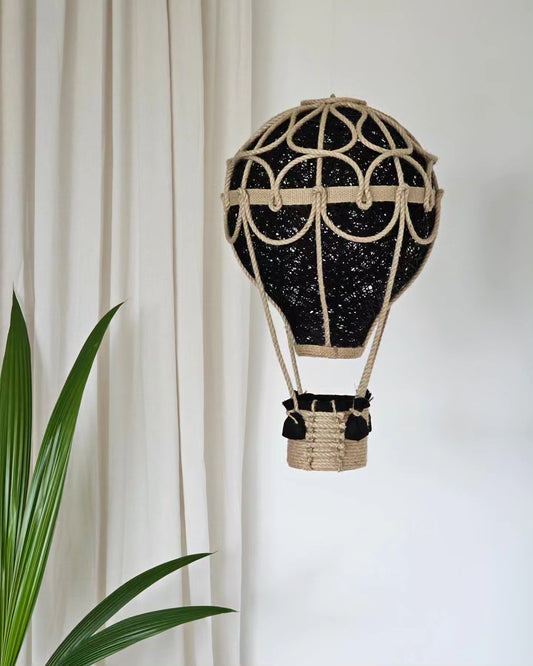 Black lamp with jute rope - balloon