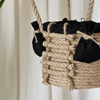 Black lamp with jute rope - balloon