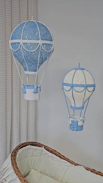 A set of blue and white lamps - balloons in two sizes