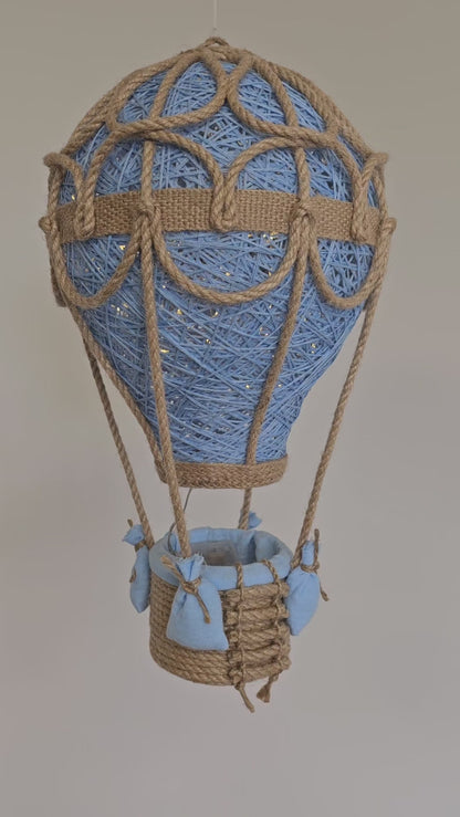 Blue lamp with jute rope - balloon