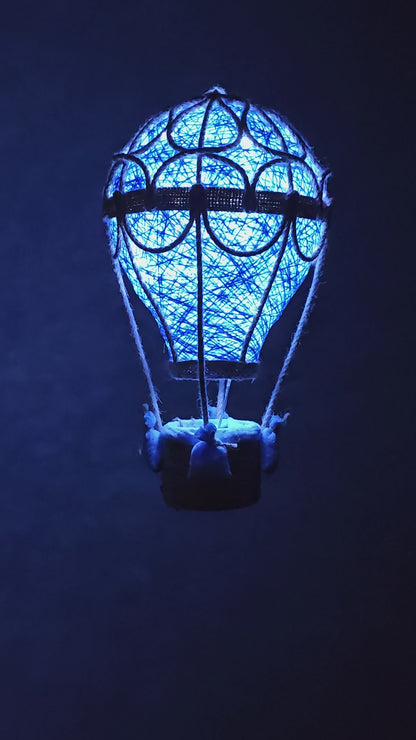 Blue lamp with jute rope - balloon