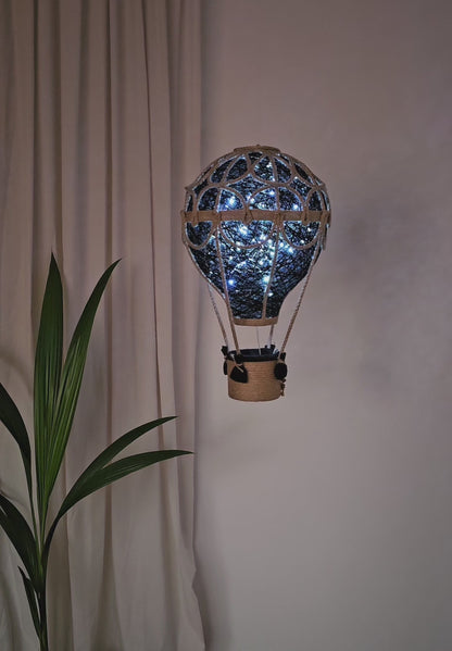 Black lamp with jute rope - balloon