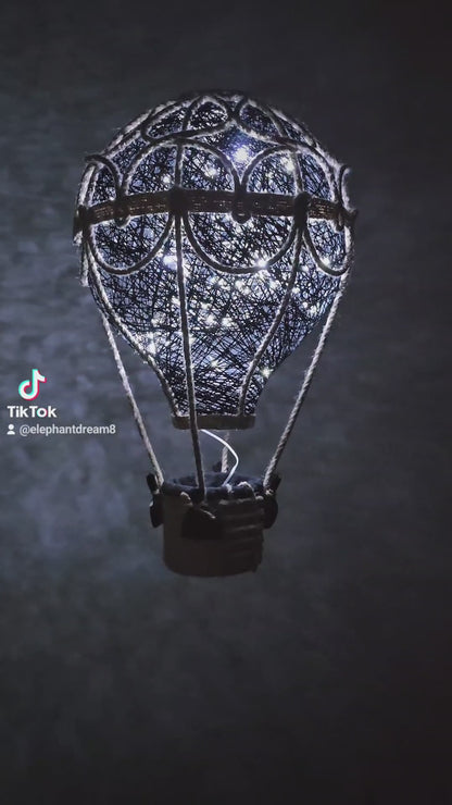 Black lamp with jute rope - balloon